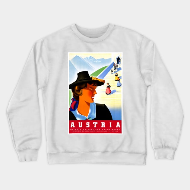 Vintage Travel Poster Austria Crewneck Sweatshirt by vintagetreasure